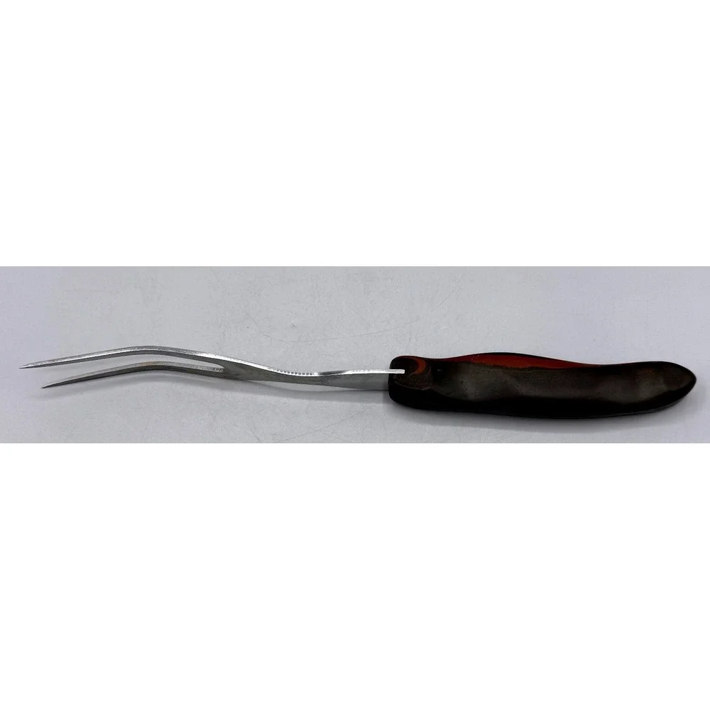 Cutco 1027 Vintage Carving Fork Stainless Steel Brown Swirl Handle USA 11in